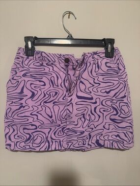 Lilac Patterned Mini Skirt - Women's Purple Swirl Design